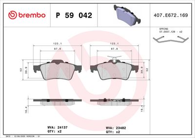 BREMBO BRAKE PAD FOR CADILLAC/CHEVROLET/CITROËN/DAIMLER/FORD/FORD (CHANGAN)/FORD AUSTRALIA/FORD USA/HOLDEN/HONDA/HONGQI/JAGUAR/MAZDA/MAZDA (CHANGAN)/MERCEDES-BENZ/NISSAN/OPEL/PONTIAC/RENAULT/SAAB/SATURN/VAUXHALL/VOLVO/VOLVO (CHANGAN),  REAR