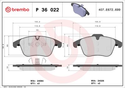 BREMBO BRAKE PAD FOR DAIMLER/JAGUAR/MG/MG (SAIC)/R AUTO/ROEWE (SAIC), FRONT