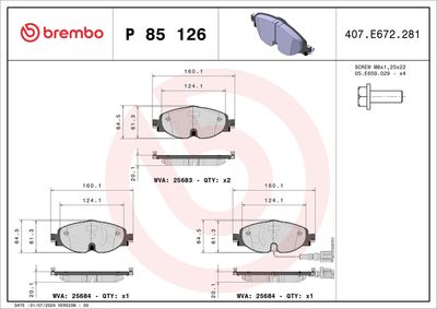 BREMBO BRAKE PAD FOR AUDI/AUDI (FAW)/CUPRA/SEAT/SKODA/VW/VW (FAW)/VW (SVW),  FRONT
