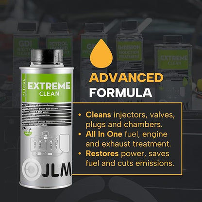 JLM PETROL EXTREME CLEAN | STRONG ALL-IN-ONE FUEL SYSTEM & ENGINE CLEANER, 500ML 