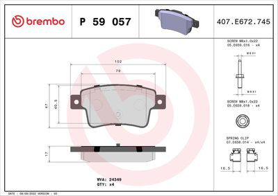 BREMBO BRAKE PAD FOR OPEL/VAUXHALL,  REAR