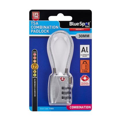 BLUE SPOT TOOLS 30MM TSA COMBINATION PADLOCK