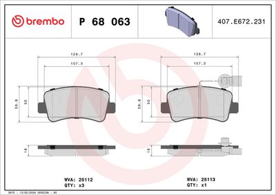 BREMBO BRAKE PAD FOR NISSAN/OPEL/RENAULT/SAMSUNG/VAUXHALL,  REAR