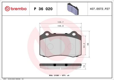 BREMBO BRAKE PAD FOR CITROËN/DAIMLER/DS/JAGUAR/PEUGEOT/SEAT/VOLVO, FRONT/REAR