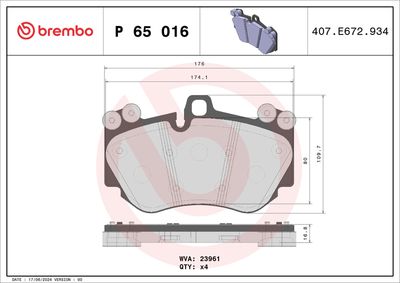 BREMBO BRAKE PAD FOR AUDI/LAMBORGHINI/PORSCHE,  FRONT