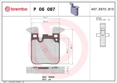 BREMBO BRAKE PAD FOR BMW/BMW (BRILLIANCE), REAR P06087