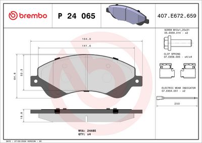 BREMBO BRAKE PAD FOR FORD/FORD AUSTRALIA, FRONT P24065