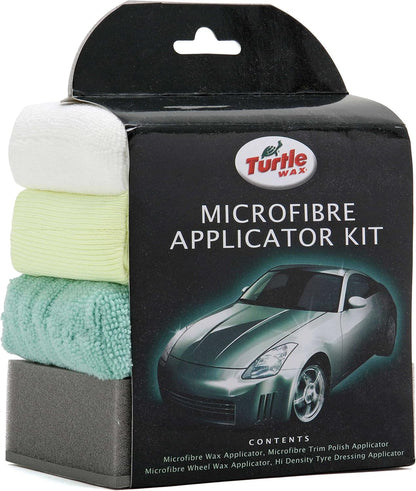 TURTLE WAX MICROFIBRE APPLICATOR KIT CAR CLEANER WASH SHINE POLISH NEW