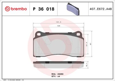 BREMBO BRAKE PAD FOR DAIMLER/FPV/JAGUAR/NISSAN, FRONT/REAR