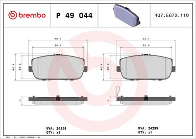 BREMBO BRAKE PAD FOR ABARTH/FIAT/MAZDA, REAR