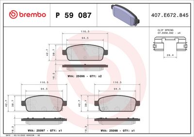 BREMBO BRAKE PAD FOR HOLDEN/OPEL/VAUXHALL,  REAR