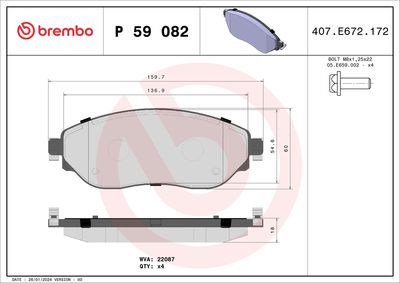 BREMBO BRAKE PAD FOR FIAT/NISSAN/OPEL/RENAULT/VAUXHALL,  FRONT