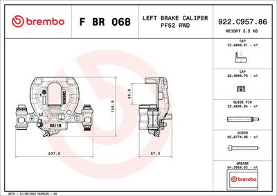 BREMBO BRAKE CALIPER LCV DIAMETER 52