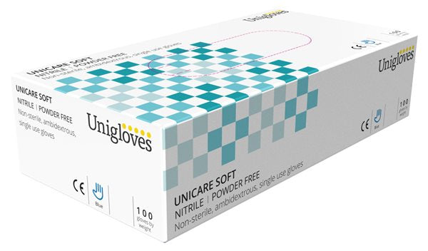 UNICARE BLUE POWDER-FREE TEXTURED NITRILE GLOVES