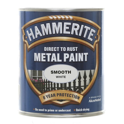 HAMMERITE DIRECT TO RUST METAL PAINT SMOOTH WHITE 750ML