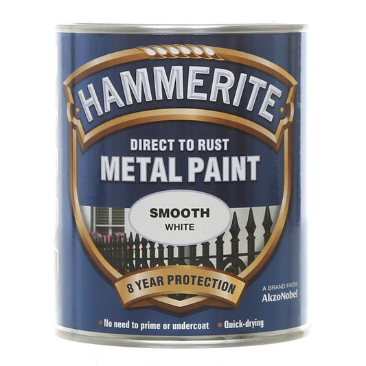 HAMMERITE DIRECT TO RUST METAL PAINT SMOOTH WHITE 750ML