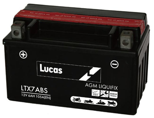 LUCAS MOTORBIKE BATTERY 12V 6AH LTX7ABS