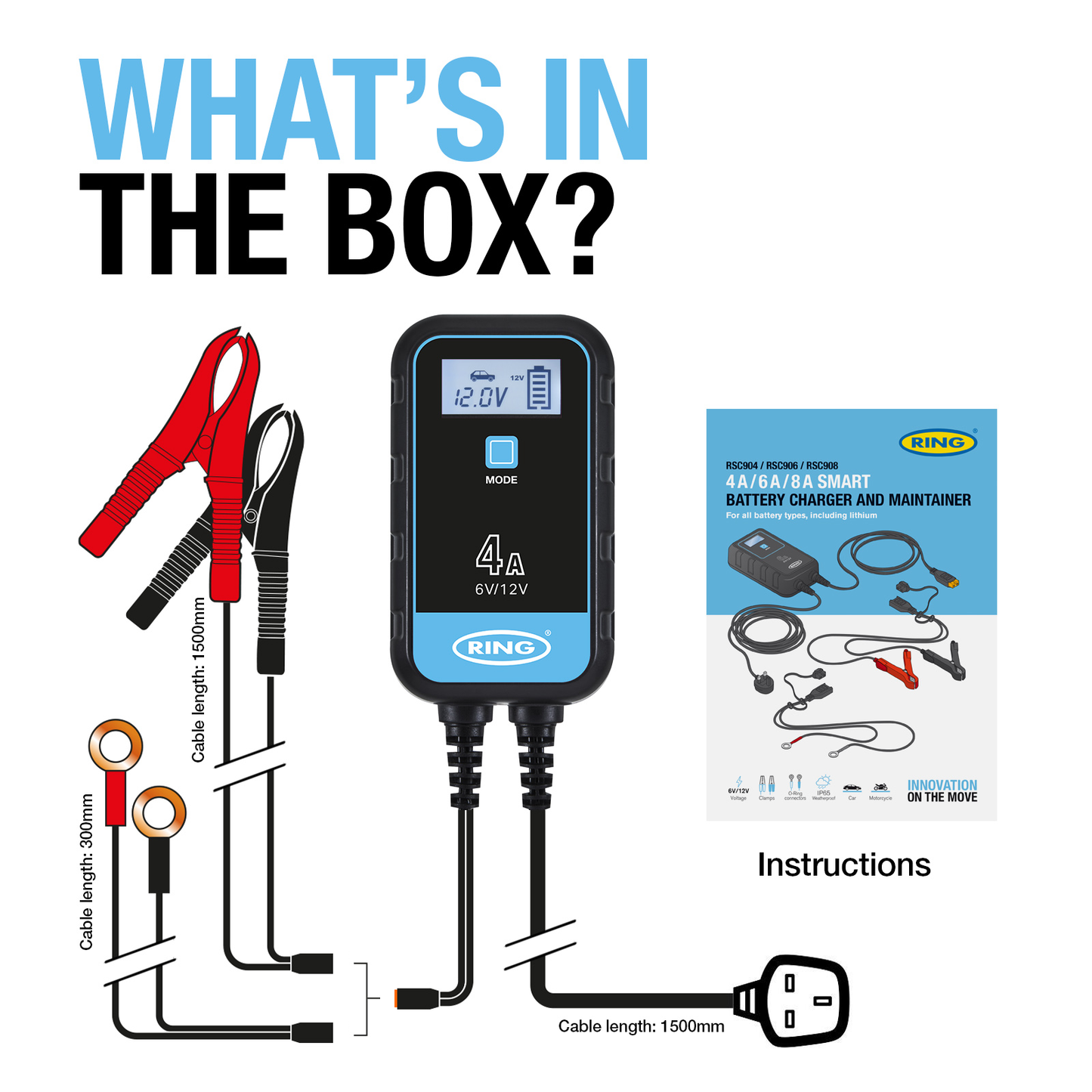 RING 4A SMARTCHARGE 4 CHARGER & MAINTAINER LITHIUM BATTERY COMPATIBLE