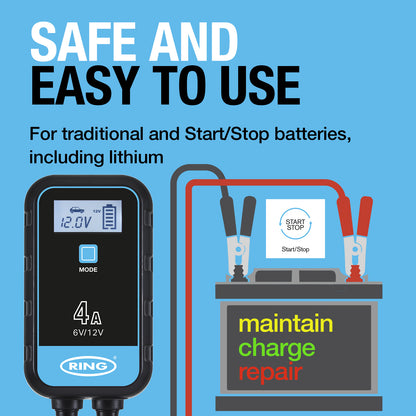 RING 4A SMARTCHARGE 4 CHARGER & MAINTAINER LITHIUM BATTERY COMPATIBLE