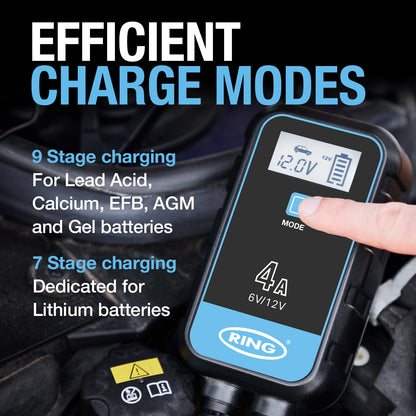 RING 4A SMARTCHARGE 4 CHARGER & MAINTAINER LITHIUM BATTERY COMPATIBLE