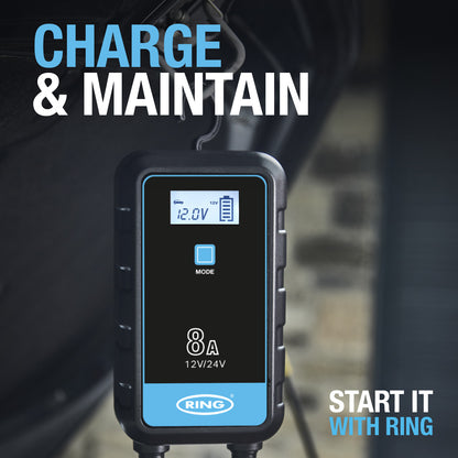 RING 8A SMARTCHARGE 8 CHARGER & MAINTAINER LITHIUM BATTERY COMPATIBLE
