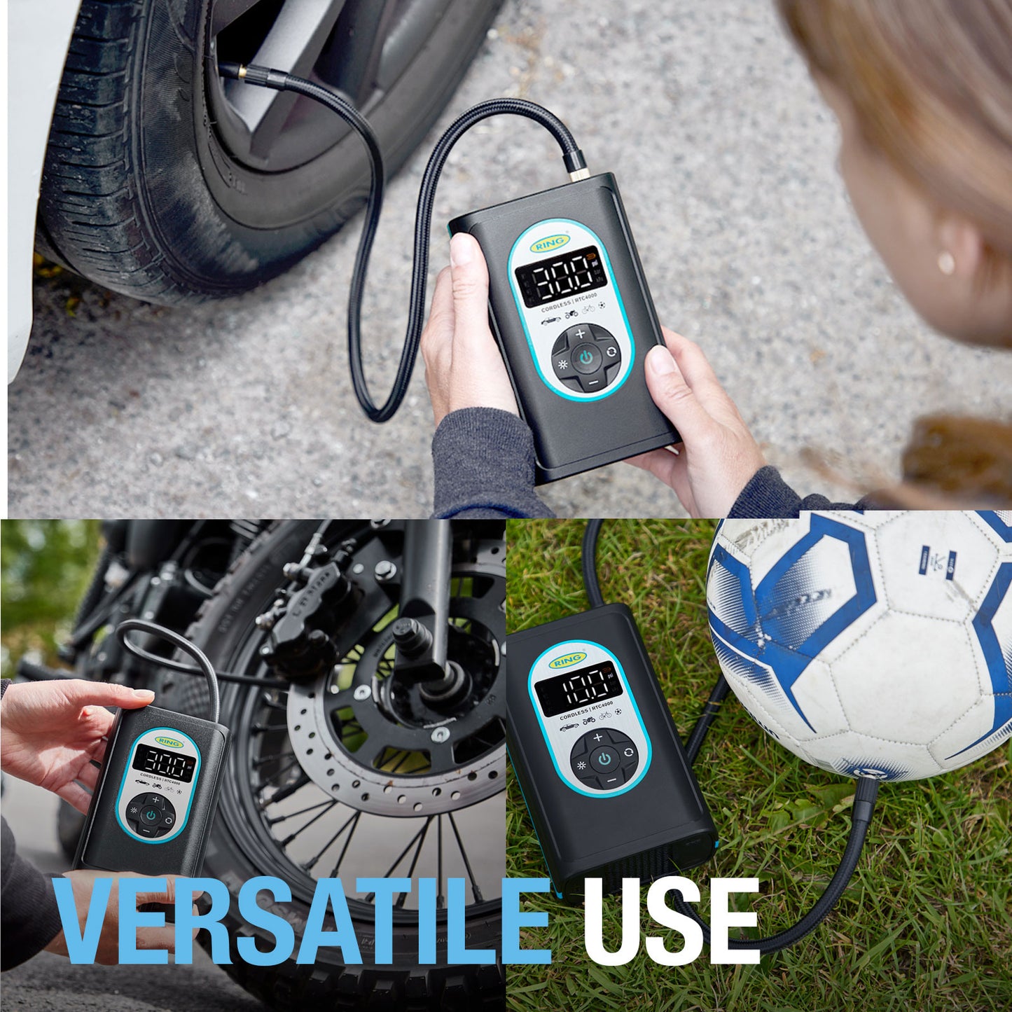 RING CORDLESS DIGITAL TYRE INFLATOR RECHARGEABLE AND POWERFUL