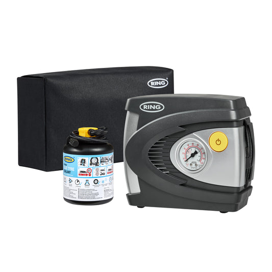 RING RTK6 CAR PUNCTURE REPAIR KIT INCLUDES SEALANT AND RAC610 INFLATOR