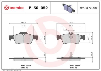 BREMBO BRAKE PAD FOR BRABUS/MERCEDES-BENZ/MERCEDES-BENZ (BBDC), REAR