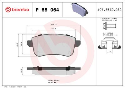 BREMBO BRAKE PAD FOR MITSUBISHI/NISSAN/RENAULT,  REAR
