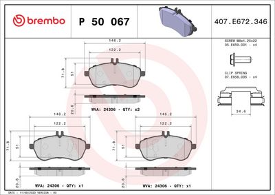 BREMBO BRAKE PAD FOR MERCEDES-BENZ/MERCEDES-BENZ (BBDC),  FRONT P50067