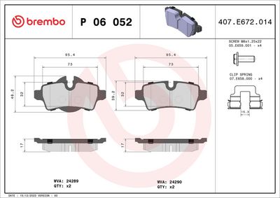 BREMBO BRAKE PAD FOR MINI, REAR P06052