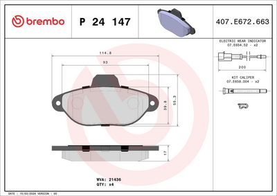 BREMBO BRAKE PAD FOR FIAT/FORD,  FRONT