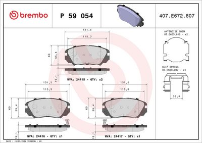 BREMBO BRAKE PAD FOR BENTLEY/BUICK/BUICK (SGM)/CHEVROLET/GMC/HOLDEN/OPEL/SAAB/VAUXHALL,  FRONT