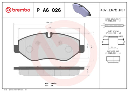 BREMBO BRAKE PAD FOR IVECO, FRONT/REAR