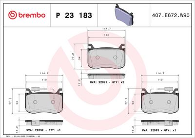 BREMBO BRAKE PAD FOR ALFA ROMEO, FRONT P23183