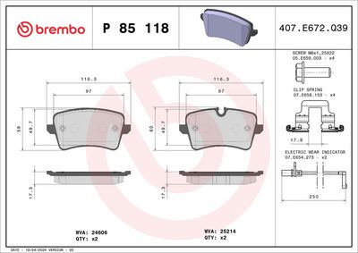 BREMBO BRAKE PAD FOR AUDI/AUDI (FAW)/VW (SVW),  REAR