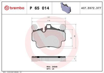 BREMBO BRAKE PAD FOR PORSCHE -  FRONT/REAR
