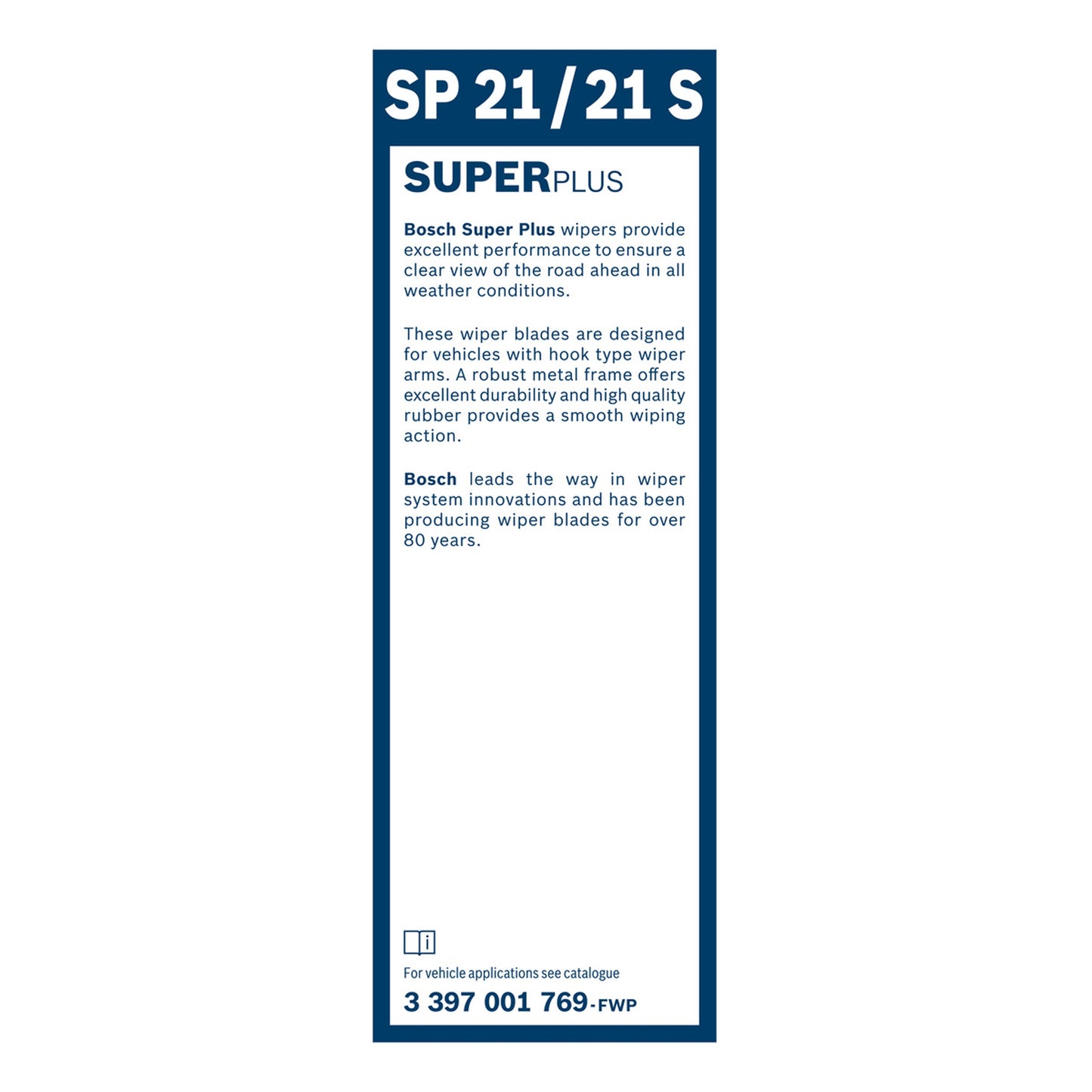 BOSCH WIPER - SUPERPLUS SPOILER BLADE SET 530/530 for Renault Clio, Chevrolet, Cadillac, Volvo, Land Rover, Volkswagen etc