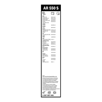 BOSCH WIPER - AEROTWIN RF FLAT BLADE SET 550/530 for Land Rover Discovery TD - 2.7 - 04-09 etc
