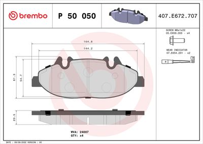 BREMBO BRAKE PAD FOR MERCEDES-BENZ/MERCEDES-BENZ (FJDA), FRONT P50050
