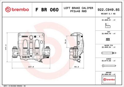 BREMBO BRAKE CALIPER LCV - DIAMETER 48