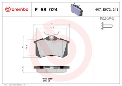 BREMBO BRAKE PAD FOR CITROËN/NISSAN/OPEL/RENAULT/SAMSUNG/VAUXHALL,  REAR