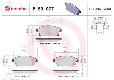 BREMBO BRAKE PAD FOR BUICK/BUICK (SGM)/CADILLAC/CHEVROLET/CHEVROLET (SGM)/HOLDEN/OPEL/VAUXHALL,  FRONT