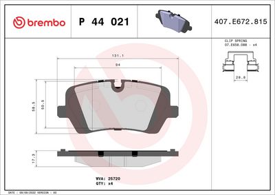 BREMBO BRAKE PAD FOR LAND ROVER,  REAR P44021