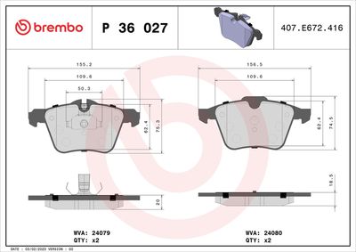 BREMBO BRAKE PAD FOR JAGUAR - FRONT