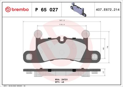 BREMBO BRAKE PAD FOR AUDI/PORSCHE/VW,  REAR