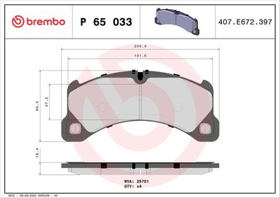 BREMBO BRAKE PAD FOR PORSCHE,  FRONT