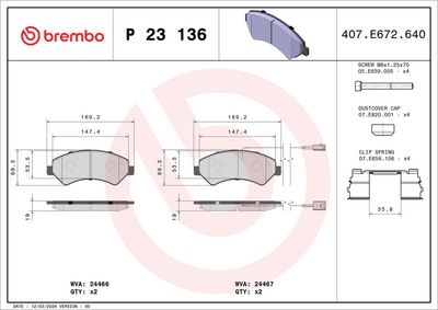 BREMBO BRAKE PAD FOR CITROËN/FIAT/OPEL/PEUGEOT/VAUXHALL, FRONT