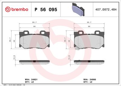BREMBO BRAKE PAD FOR INFINITI/NISSAN,  REAR