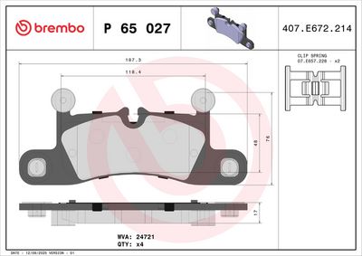 BREMBO BRAKE PAD FOR AUDI/PORSCHE/VW,  REAR